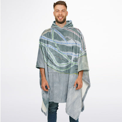Royal Mountain, New York Ski Resort Map Flannel Blanket Poncho