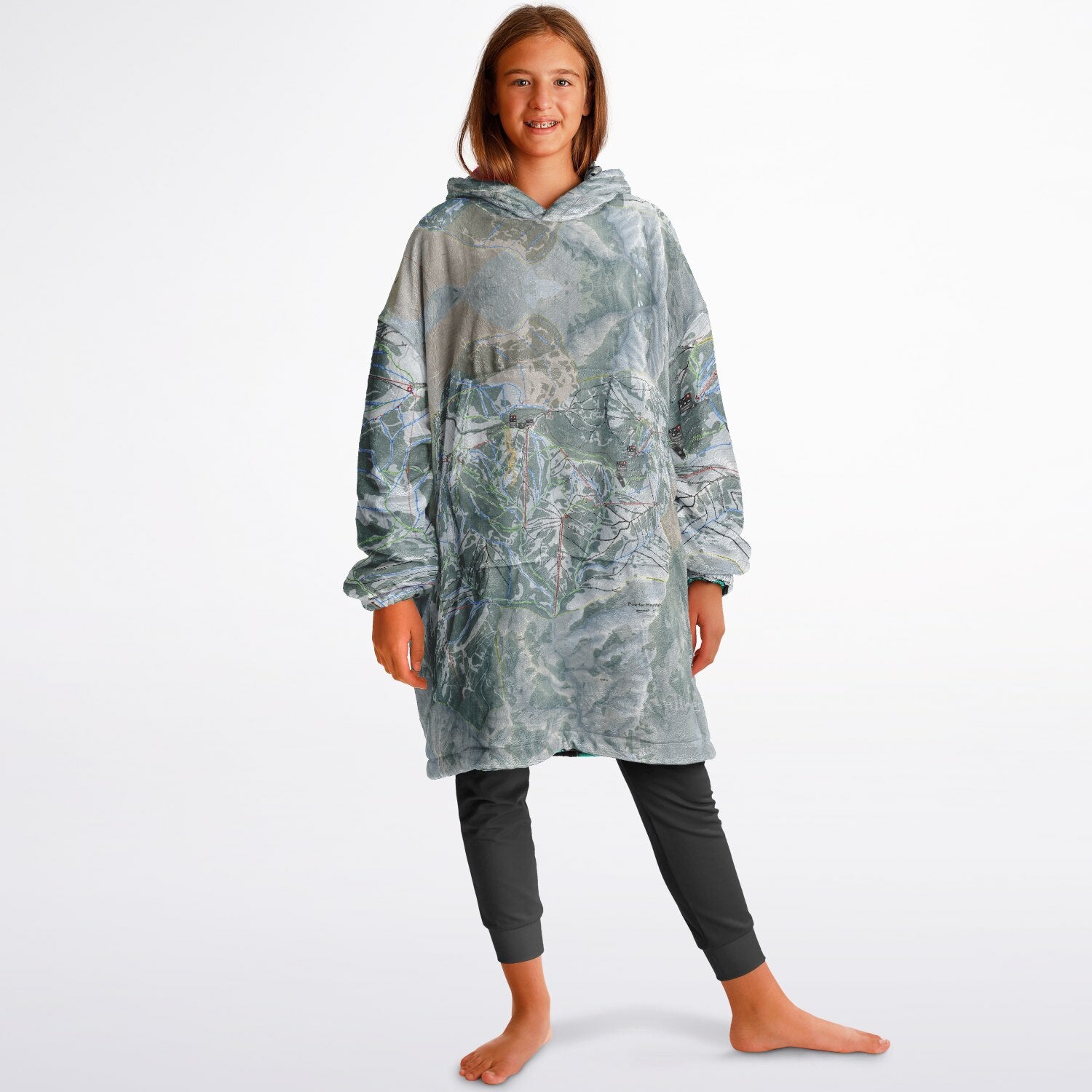 Powder Mountain, Utah Ski Resort Map Youth Reversible Snug Hoodie