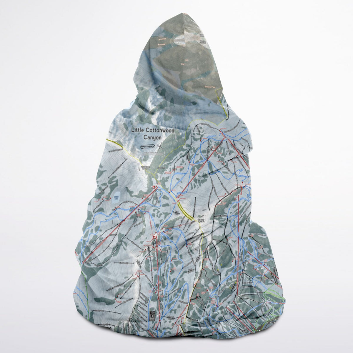 Little Cottonwood, Utah Ski Trail Map - Adult Hooded Blanket