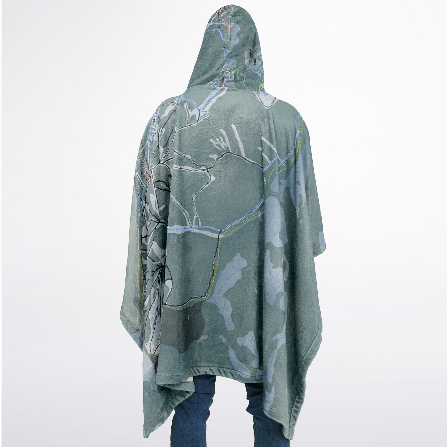 Panorama, British Columbia Ski Resort Map Flannel Blanket Poncho