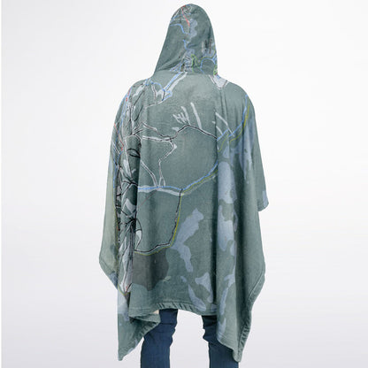 Panorama, British Columbia Ski Resort Map Flannel Blanket Poncho