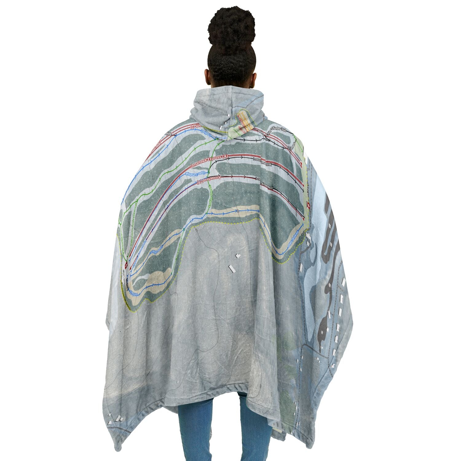 Shawnee Mountain, Pennsylvania Ski Resort Map Flannel Blanket Poncho