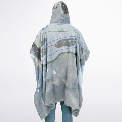 Dry Hill, New York Ski Resort Map Flannel Blanket Poncho
