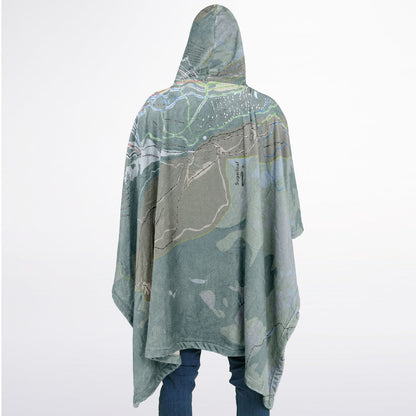 Sugarloaf, Maine Ski Resort Map Flannel Blanket Poncho