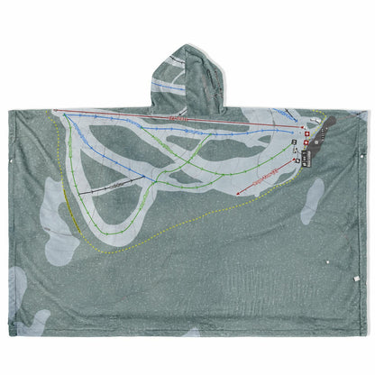 Ferguson Ridge, Oregon Ski Resort Map Flannel Blanket Poncho