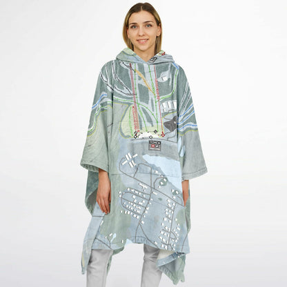 Elk Mountain, Pennsylvania Ski Resort Map Flannel Blanket Poncho