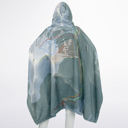 Banff Sunshine, Alberta Ski Resort Map Flannel Blanket Poncho