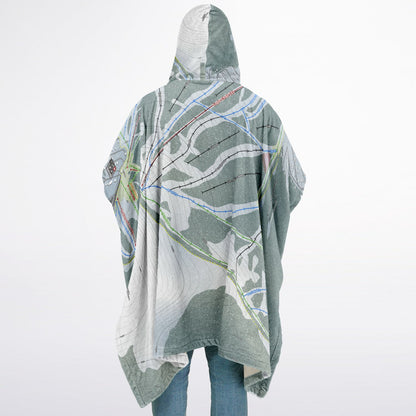 Baldy Mountain, British Columbia Ski Resort Map Flannel Blanket Poncho