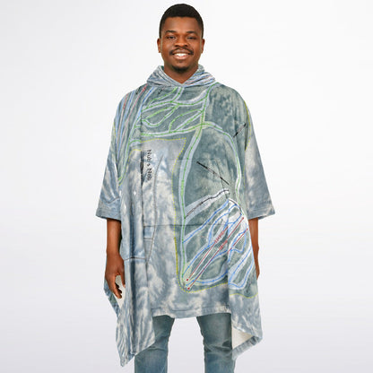 Nubs Nob, Michigan Ski Resort Map Flannel Blanket Poncho