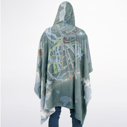 Whitewater, British Columbia Ski Resort Map Flannel Blanket Poncho
