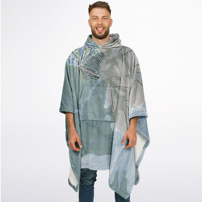 Ski Cooper, Colorado Ski Resort Map Flannel Blanket Poncho