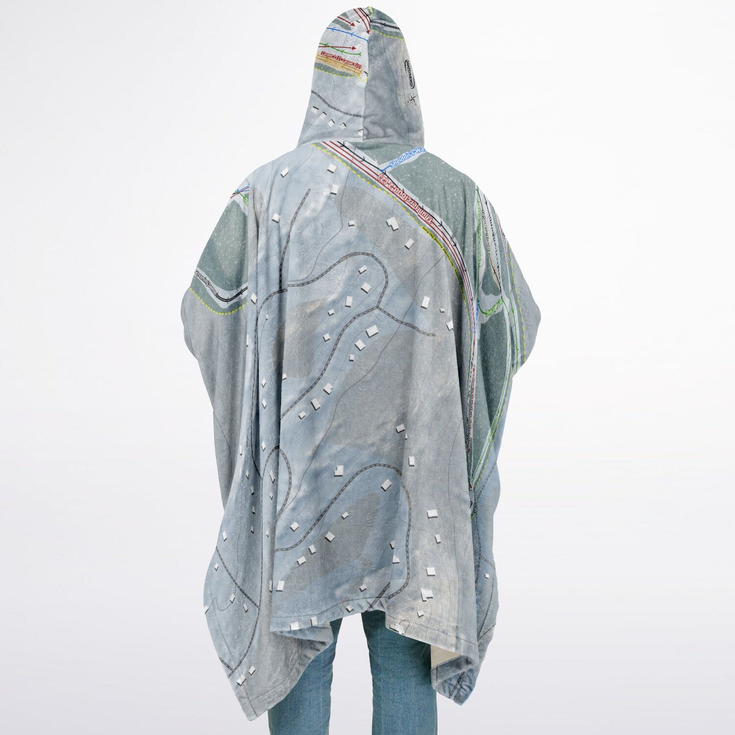 Ski Big Bear, Pennsylvania Ski Resort Map Flannel Blanket Poncho