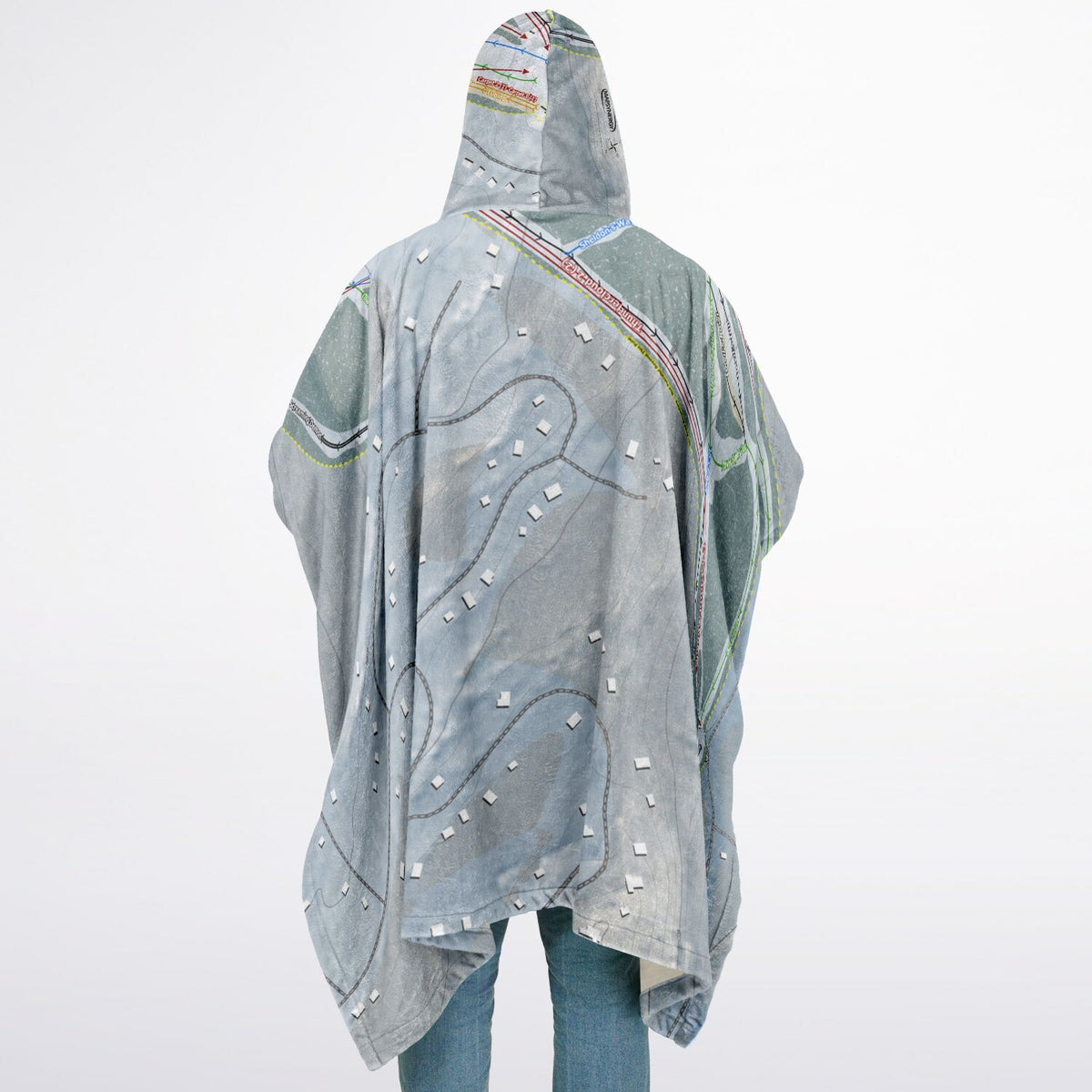 Ski Big Bear, Pennsylvania Ski Resort Map Flannel Blanket Poncho