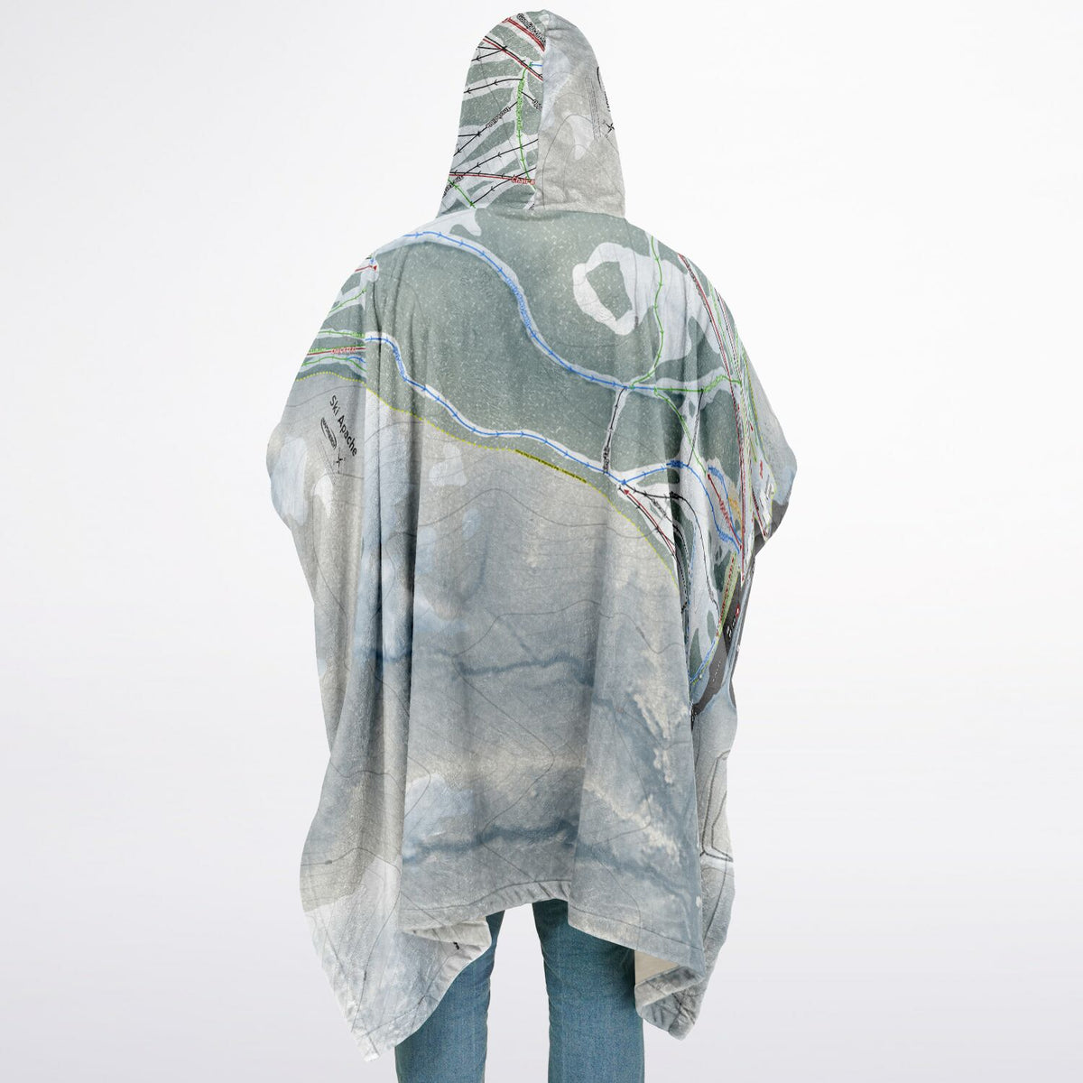 Ski Apache, New Mexico Ski Resort Map Flannel Blanket Poncho