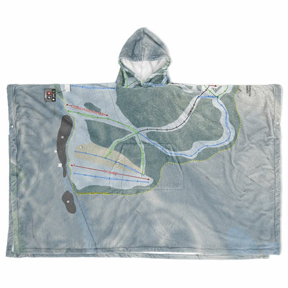 McCauley Mountain, New York Ski Resort Map Flannel Blanket Poncho