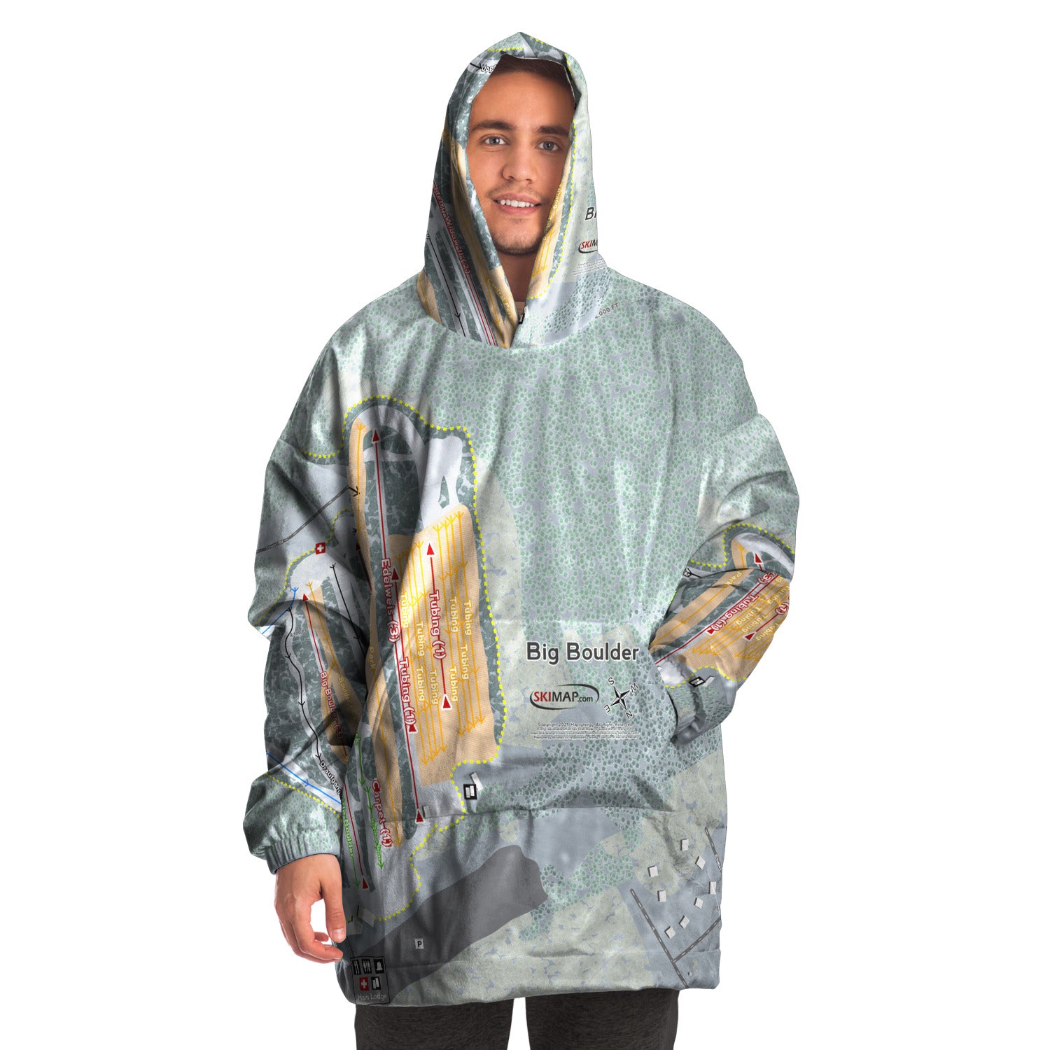 Big Boulder, Pennsylvania Ski Trail Map Snug Hoodie