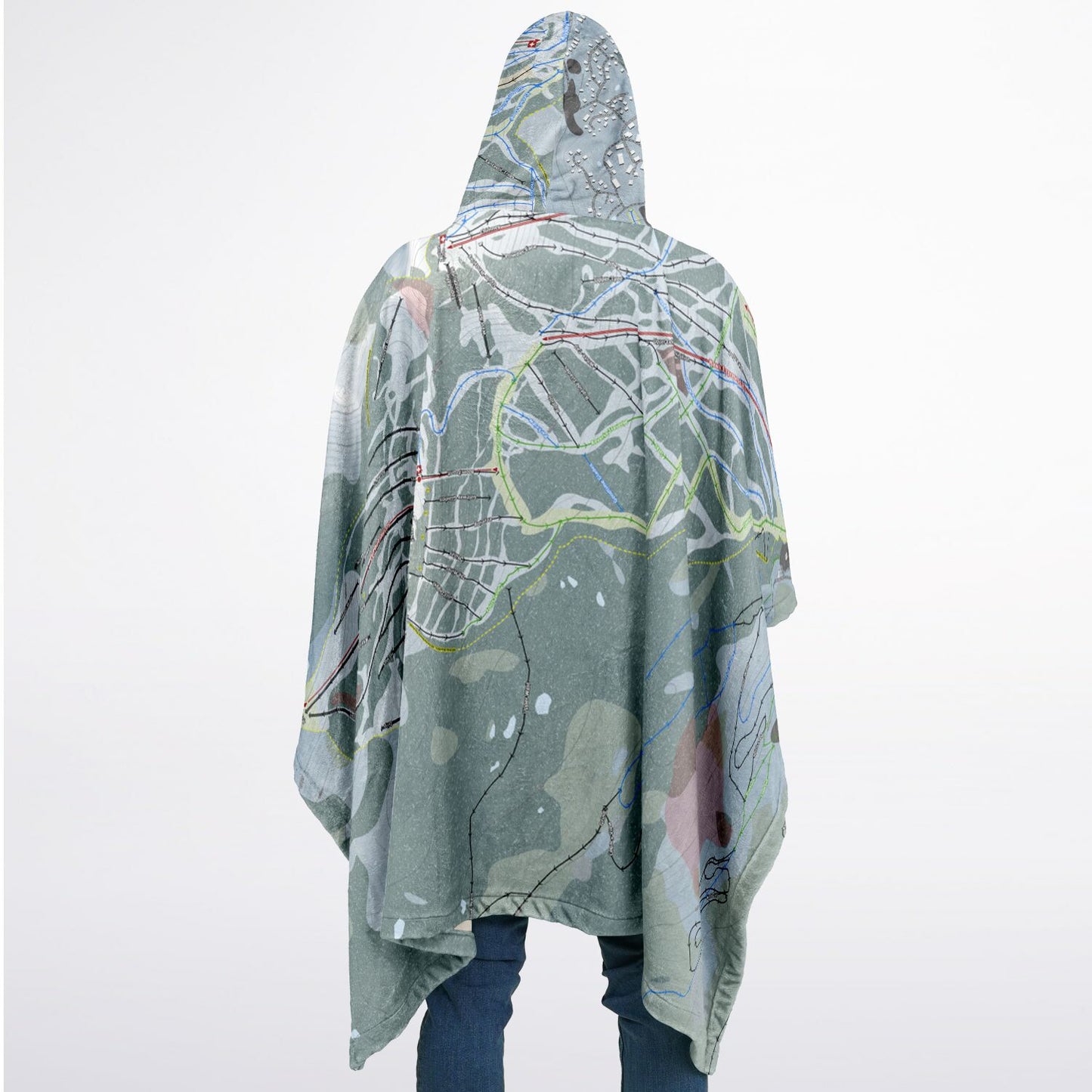 Mt Washington, British Columbia Ski Resort Map Flannel Blanket Poncho