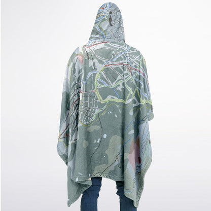 Mt Washington, British Columbia Ski Resort Map Flannel Blanket Poncho