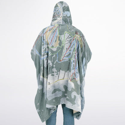 Sugar Bowl, California Ski Resort Map Flannel Blanket Poncho