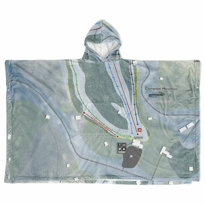 Campton Mountain, New Hampshire Ski Resort Map Flannel Blanket Poncho