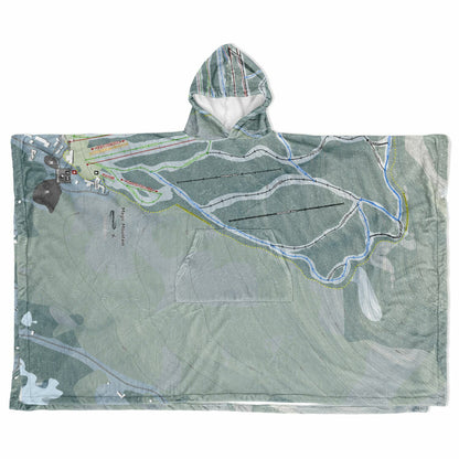 Magic Mountain, Vermont Ski Resort Map Flannel Blanket Poncho