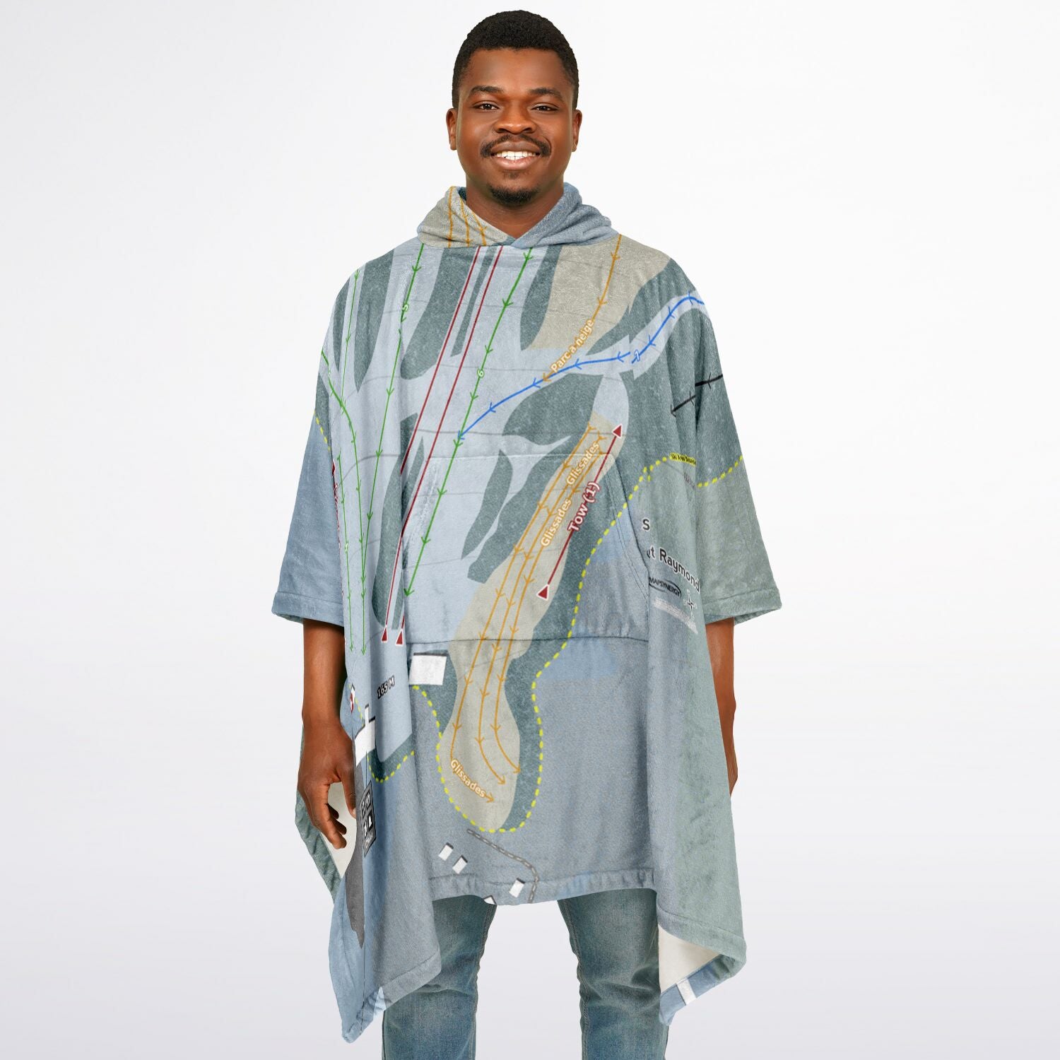 St Raymond, Quebec Ski Resort Map Flannel Blanket Poncho