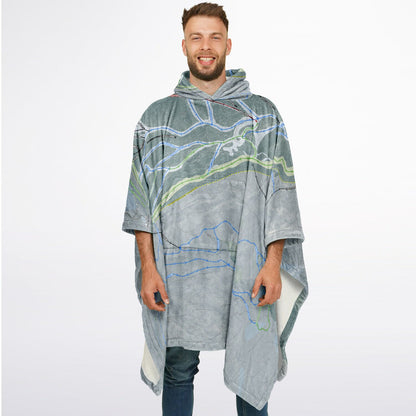 Sunlight, Colorado Ski Resort Map Flannel Blanket Poncho