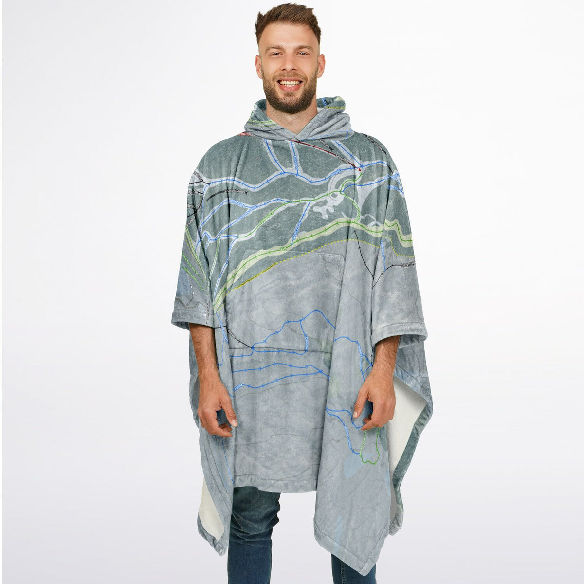 Sunlight, Colorado Ski Resort Map Flannel Blanket Poncho