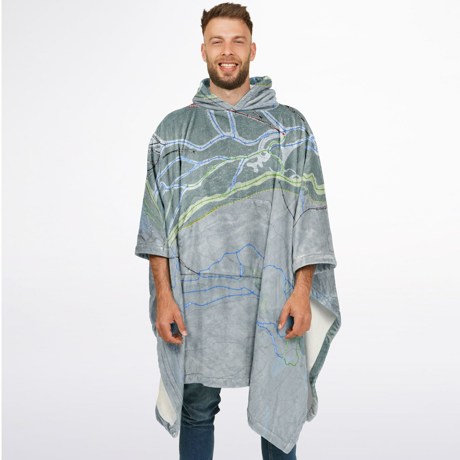 Sunlight, Colorado Ski Resort Map Flannel Blanket Poncho