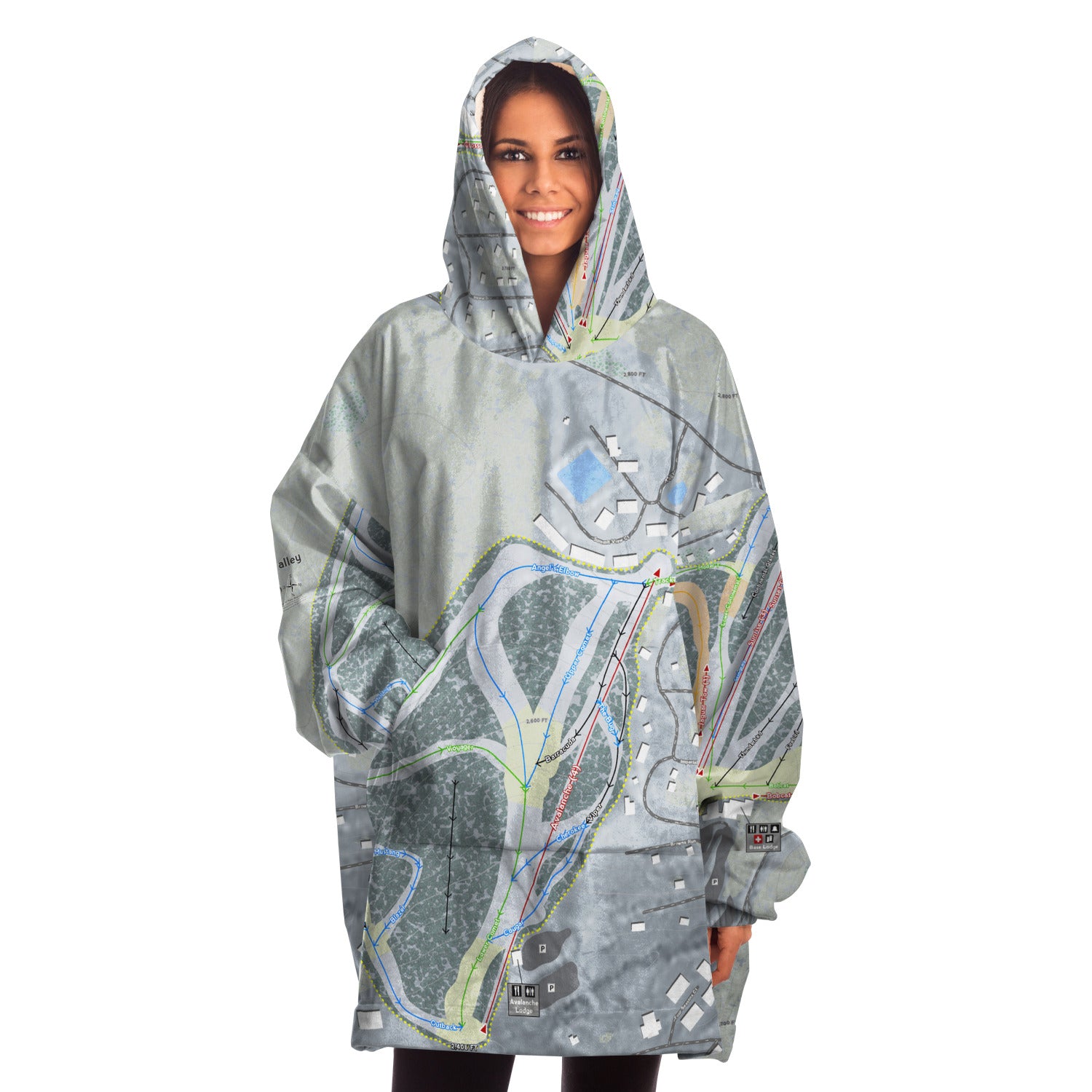 Hidden Valley, Pennsylvania Ski Trail Map Snug Hoodie