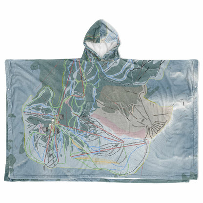 Banff Sunshine, Alberta Ski Resort Map Flannel Blanket Poncho