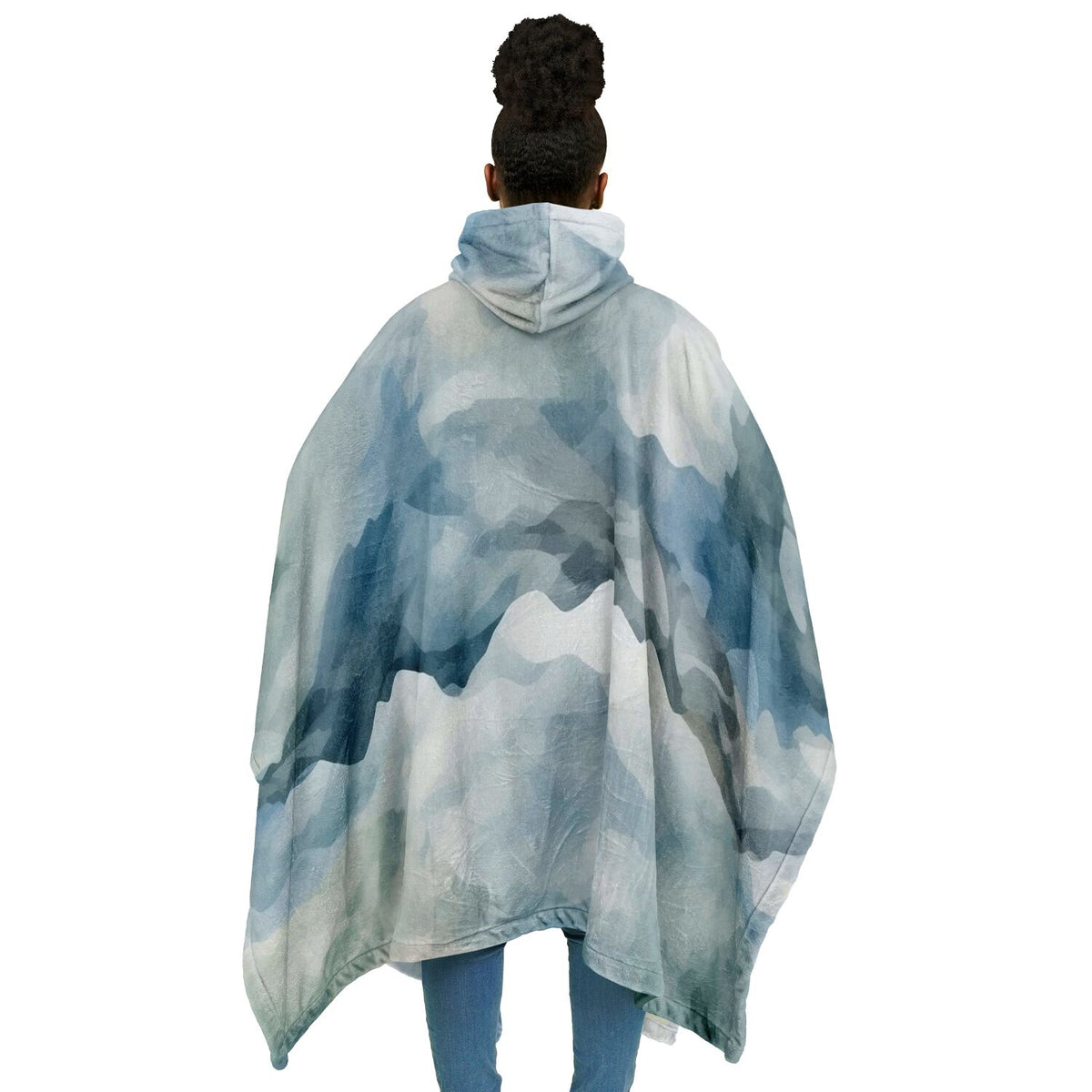 Watercolor Misty Mountain, Flannel Blanket Poncho
