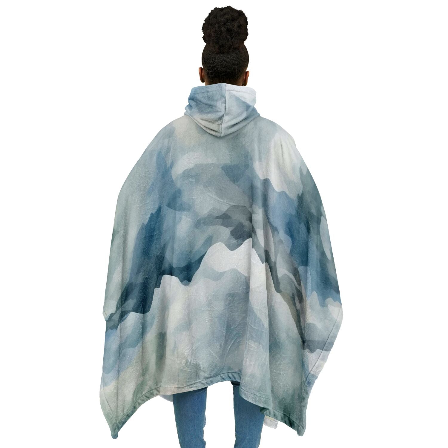 Watercolor Misty Mountain, Flannel Blanket Poncho