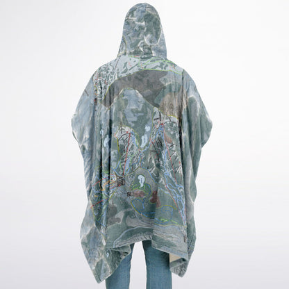 Cottonwoods, Utah Ski Resort Map Flannel Blanket Poncho