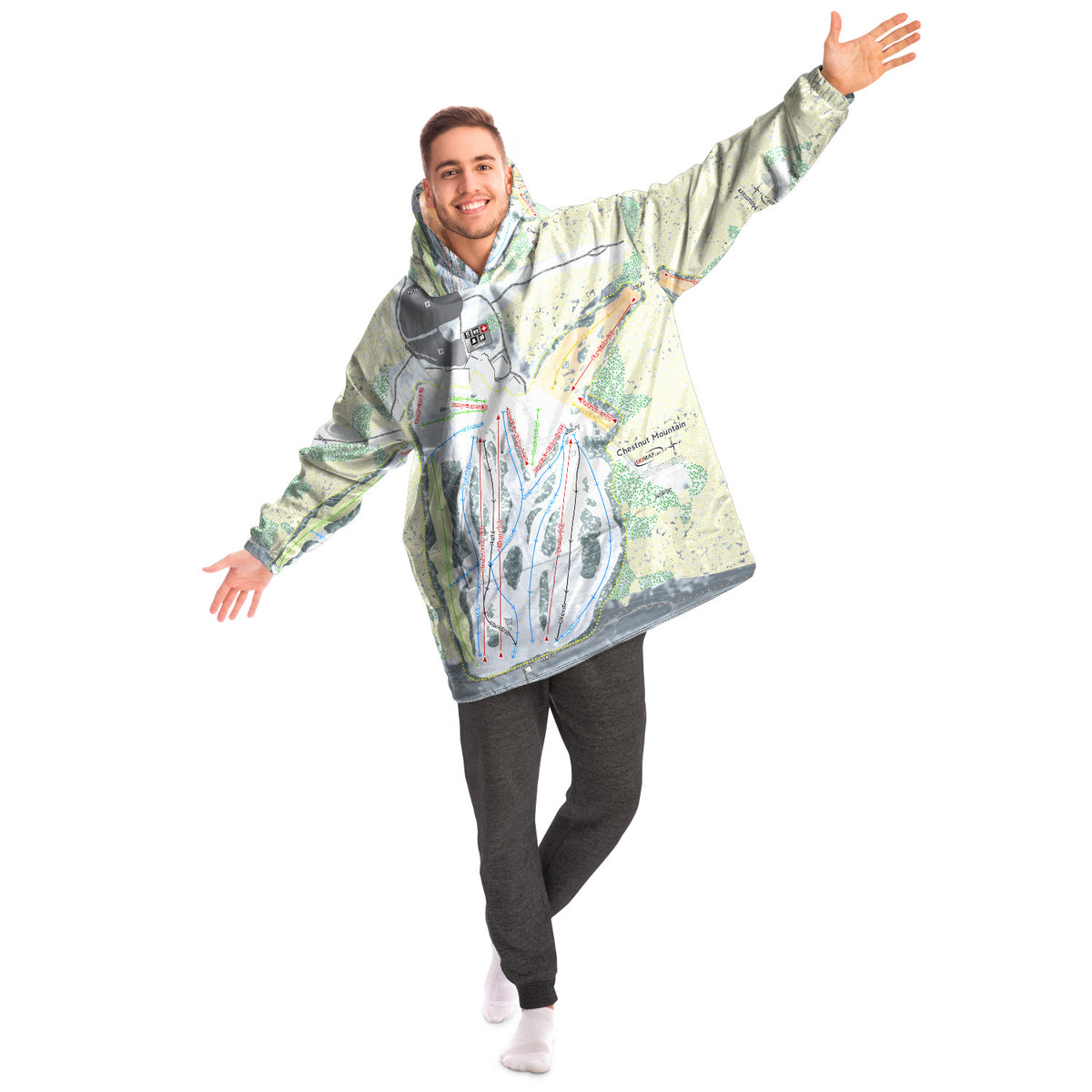 Chestnut Mountain, Illinois Ski Trail Map - Snug Hoodie