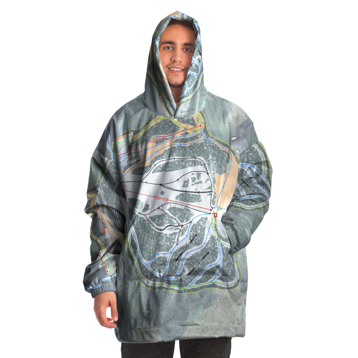 Suicide Six, Vermont Ski Trail Map - Snug Hoodie