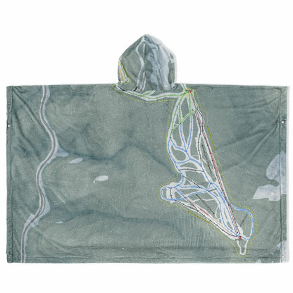 Lookout Pass, Idaho Ski Resort Map Flannel Blanket Poncho