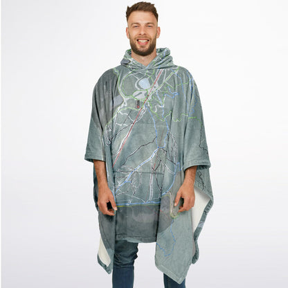 Silver Star, British Columbia Ski Resort Map Flannel Blanket Poncho