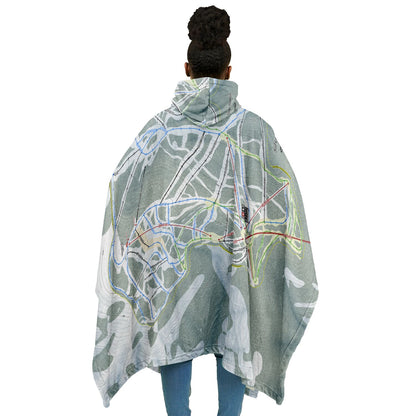 Silver Mountain, Idaho Ski Resort Map Flannel Blanket Poncho