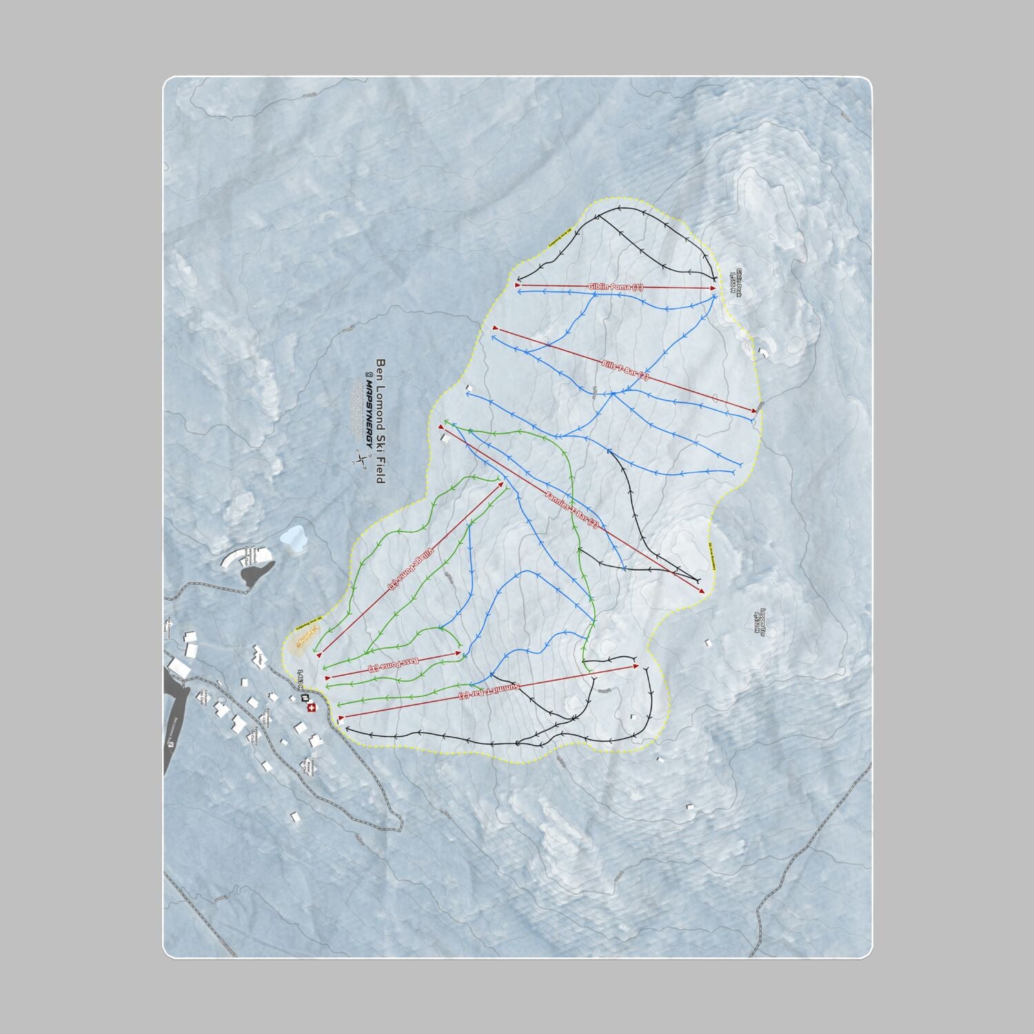 Ben Lomond Ski Field, Australia Ski Resort Map Printed Beach Towel