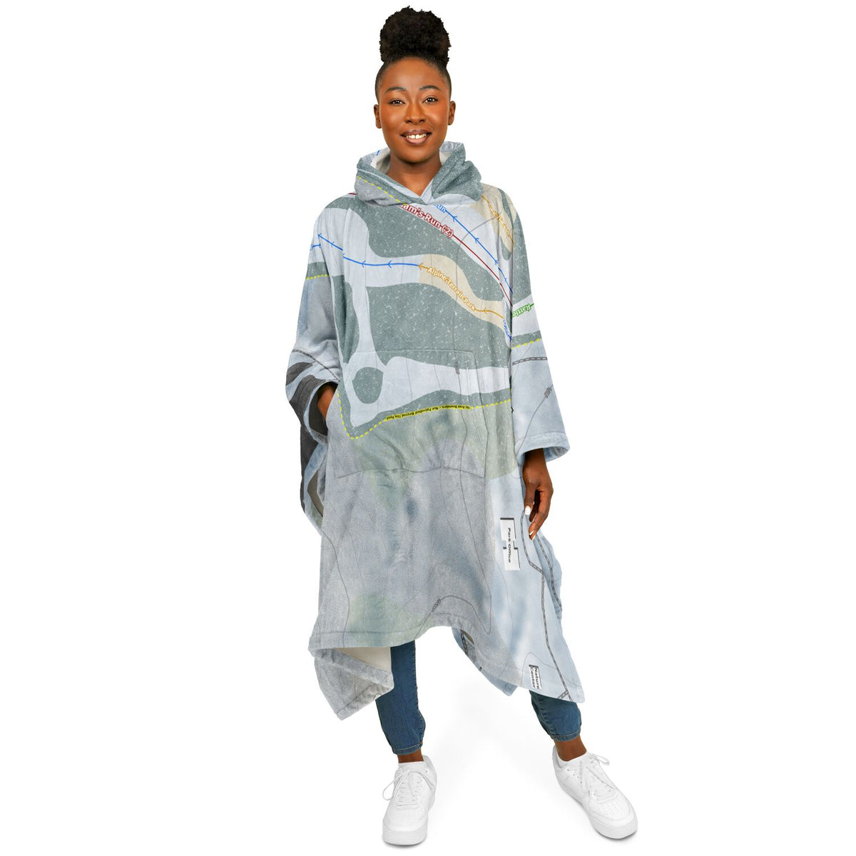 Boyce Park, Pennsylvania Ski Resort Map Flannel Blanket Poncho