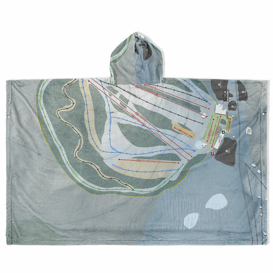 Ski Brule, Michigan Ski Resort Map Flannel Blanket Poncho