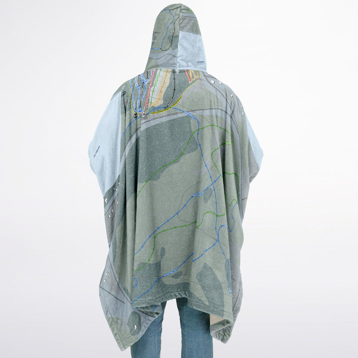 Baie des Sables, Quebec Ski Resort Map Flannel Blanket Poncho