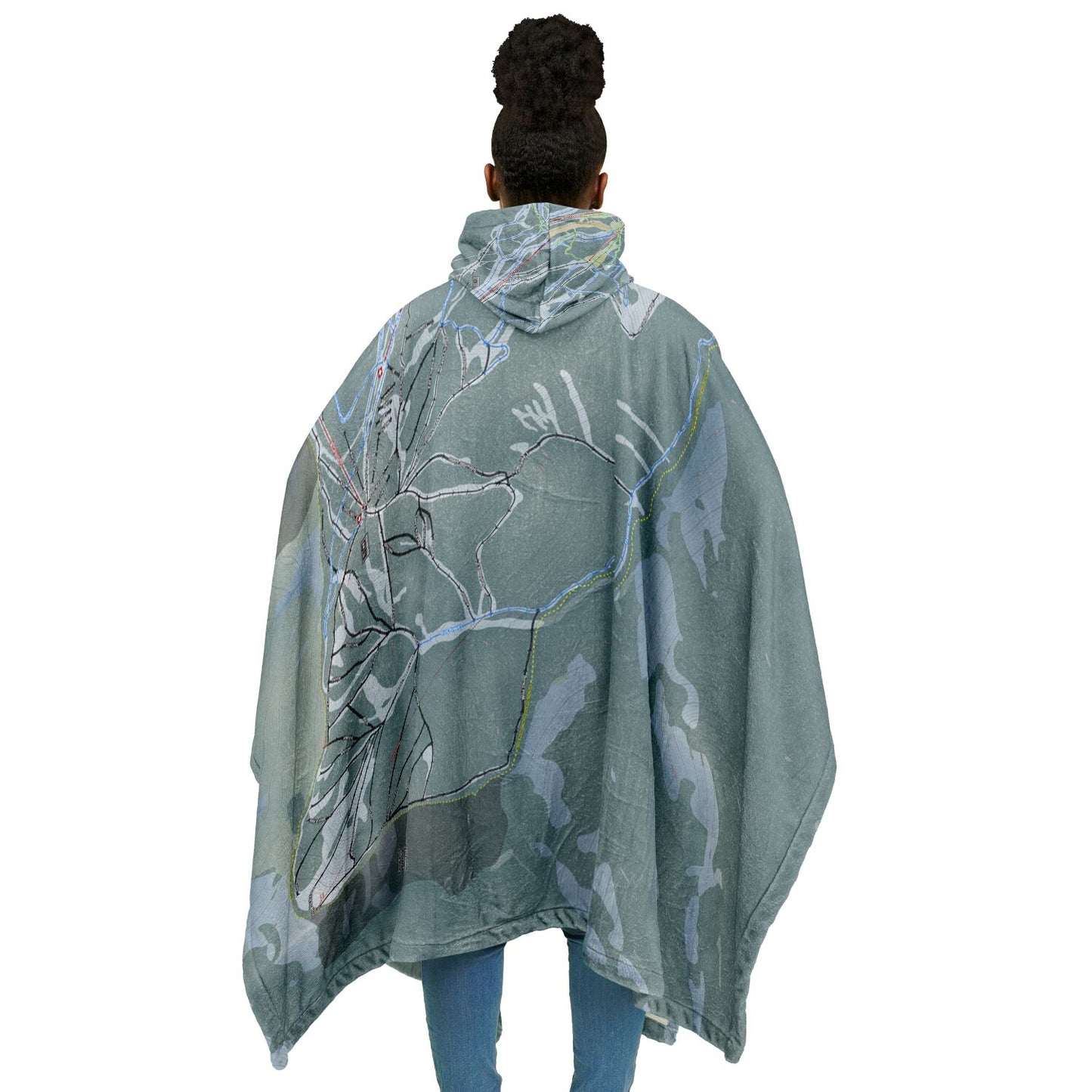 Panorama, British Columbia Ski Resort Map Flannel Blanket Poncho