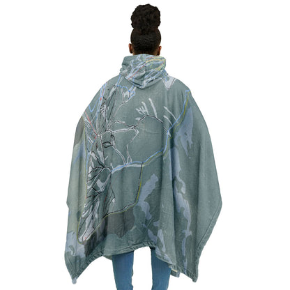 Panorama, British Columbia Ski Resort Map Flannel Blanket Poncho