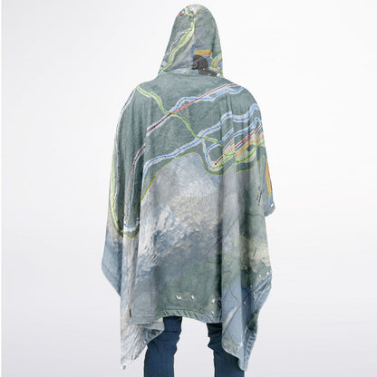 Ski Butternut, Massachusetts Ski Resort Map Flannel Blanket Poncho