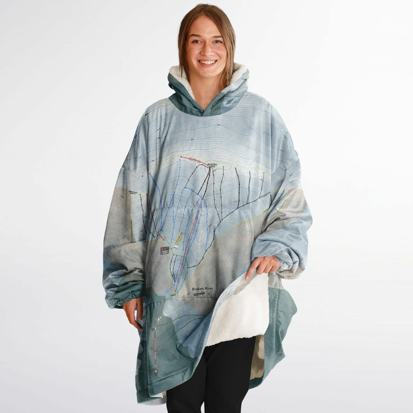 Broken River, New Zealand Ski Trail Map - Snug Hoodie - Powderaddicts
