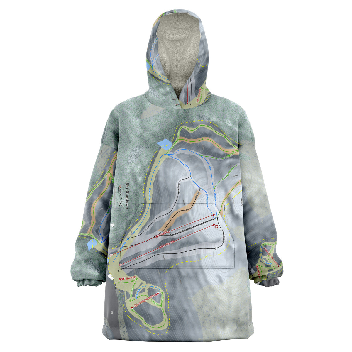 Ski Sundown, Connecticut Ski Trail Map - Snug Hoodie