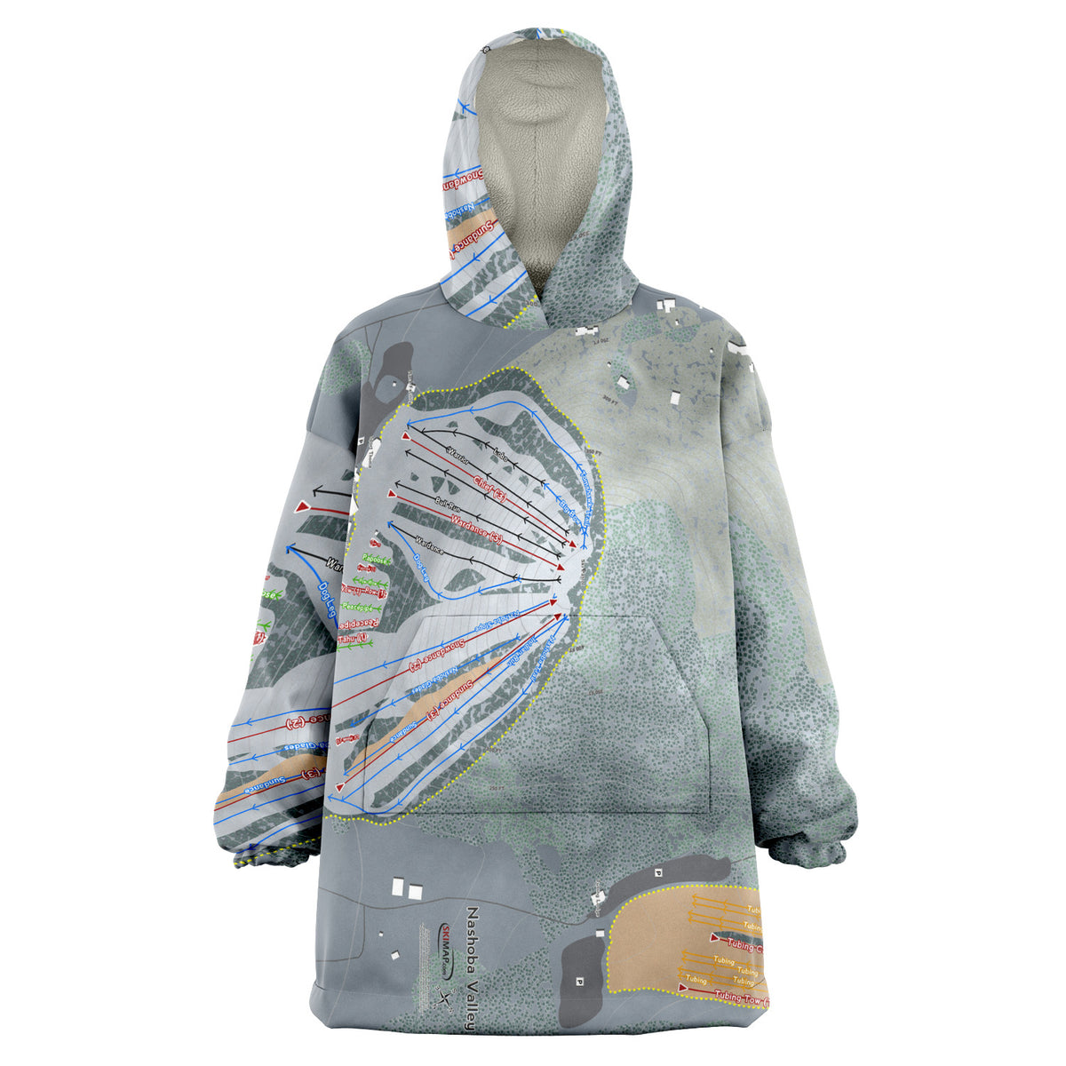 Nashoba Valley, Massachusetts Ski Trail Map Snug Hoodie