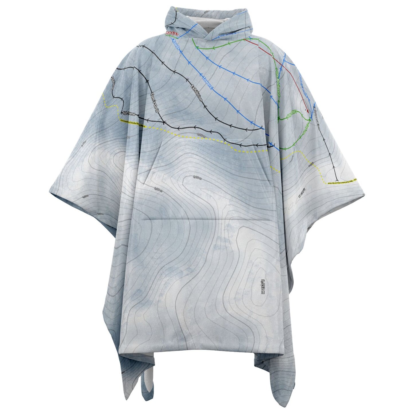 Ohau, New Zealand Ski Resort Map Flannel Blanket Poncho - Powderaddicts